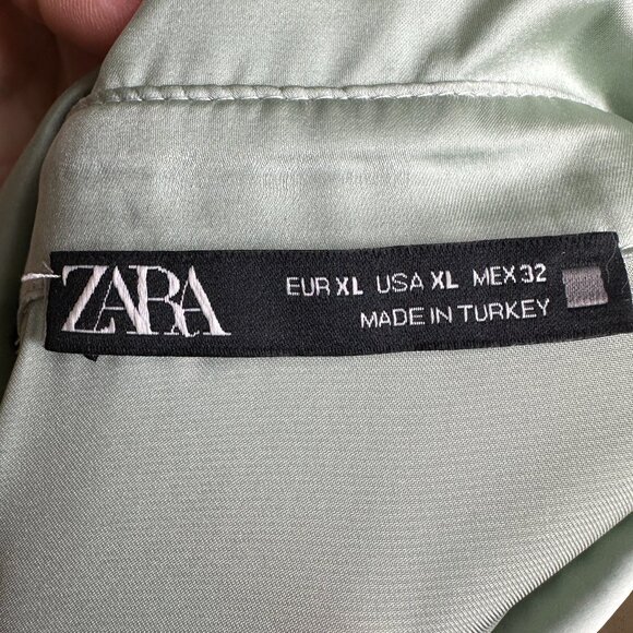 Zara Seafoam Green Boyfriend Oversized Button Up Size XL Silky Business Casual - Picture 5 of 8